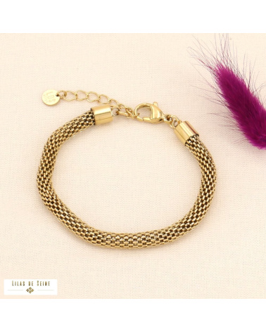 Bracelet maille grain de riz en acier inoxydable GIULIANA doré