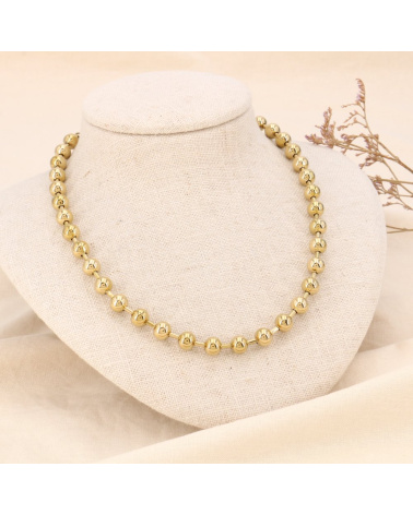 Ras de cou avec perles en acier inoxydable GLORIANE doré