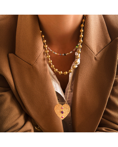 Ras de cou avec perles en acier inoxydable GLORIANE-doré