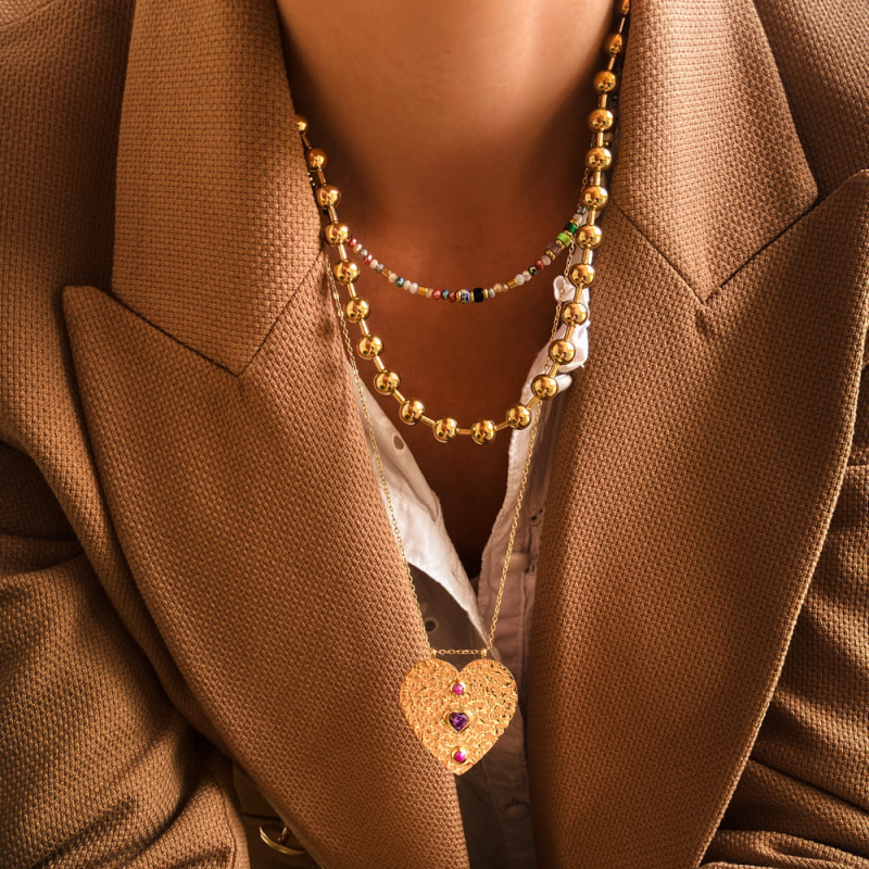 Ras de cou avec perles en acier inoxydable GLORIANE-doré