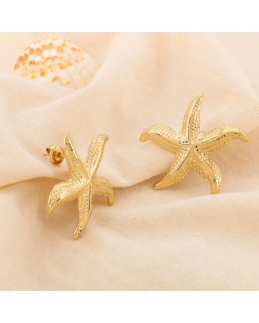 Boucles D'oreilles Fantaisie étoile Et Coquillage - Acier Inoxydable, Pendantes, Neuf Avec étiquettes