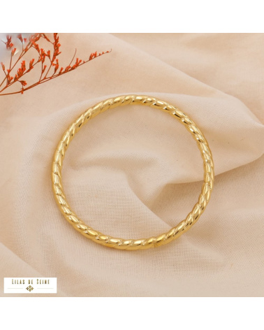 Bracelet jonc torsadé en acier inoxydable RANIA doré