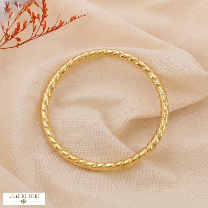 Bracelet jonc torsadé en acier inoxydable RANIA doré