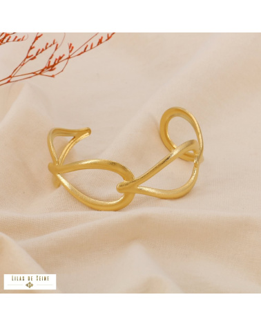 Bracelet manchette doré en acier inoxydable PENELOPE doré