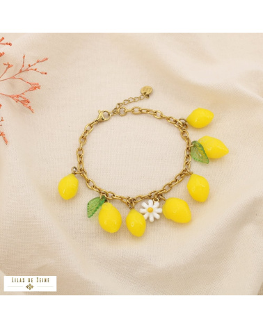 Bracelet Citrons & Fleur LEMON 🍋 – Collection Tutti Frutti jaune