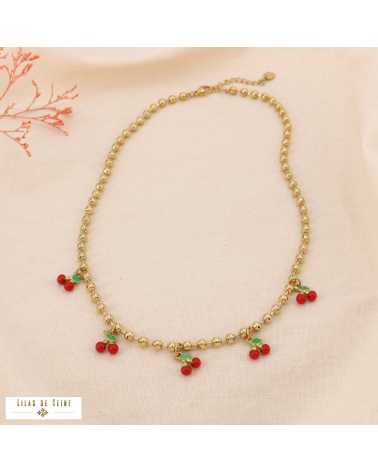 Collier cerises émaillées CHERRY – Collection Tutti Frutti 🍒 rouge