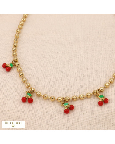 Collier cerises émaillées CHERRY – Collection Tutti Frutti 🍒 rouge