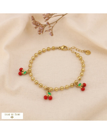 Bracelet cerises émaillées CHERRY – Collection Tutti Frutti 🍒 rouge
