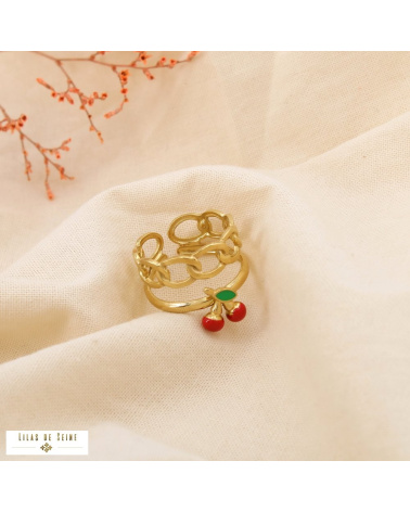 Bague réglable cerises CHERRY – Collection Tutti Frutti 🍒 rouge