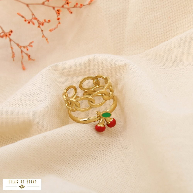 Bague réglable cerises CHERRY – Collection Tutti Frutti 🍒 rouge