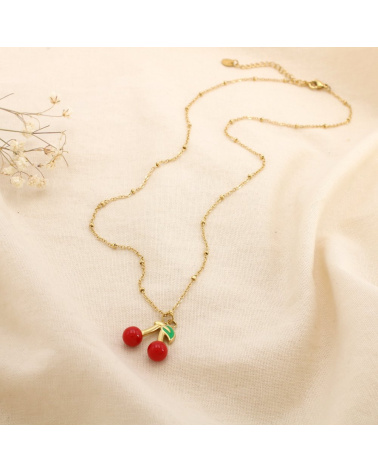 Collier cerises en acier inoxydable CHERRY - Collection Tutti Frutti 🍒 rouge