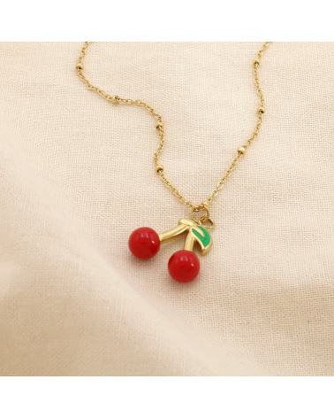 Collier cerises en acier inoxydable CHERRY - Collection Tutti Frutti 🍒 rouge