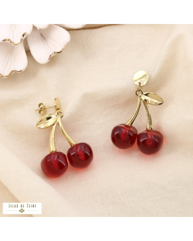 Boucles d’oreilles cerises en acier inoxydable CERISE - Collection Tutti Frutti 🍒 rouge