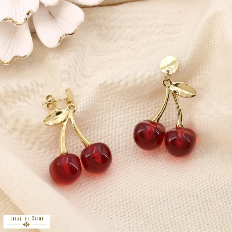 Boucles d’oreilles cerises en acier inoxydable CERISE - Collection Tutti Frutti 🍒 rouge