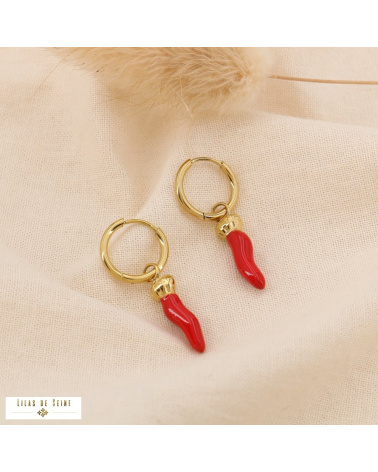 Boucles d’oreilles mini-créoles piment CHILLI - Collection Tutti Frutti 🌶️✨ rouge