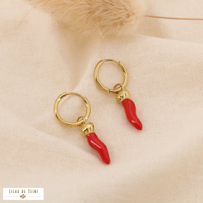 Boucles d’oreilles mini-créoles piment CHILLI - Collection Tutti Frutti 🌶️✨ rouge