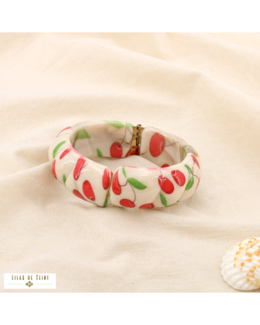 Bracelet jonc ouvrable en résine jaune LOUISON – Tendance soleil 🌞 rouge