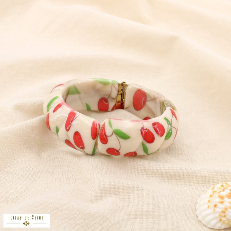 Bracelet jonc ouvrable en résine jaune LOUISON – Tendance soleil 🌞 rouge