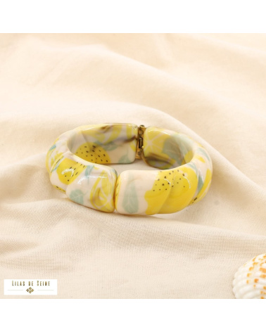 Bracelet jonc ouvrable en résine jaune LOUISON – Tendance soleil 🌞 jaune