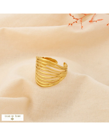 Bague Multi-Rangs Réglable Acier Inoxydable CAROLINE doré