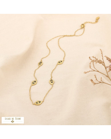 Collier en acier inoxydable Œil porte-bonheur en émail MYA noir