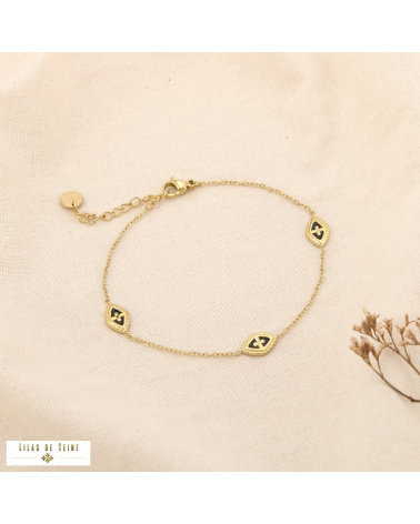 Bracelet en acier inoxydable Œils porte-bonheur en émail MYA noir