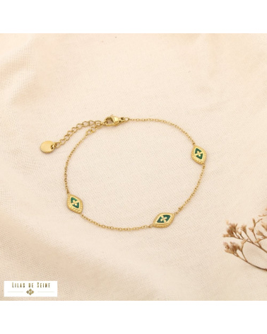 Bracelet en acier inoxydable Œils porte-bonheur en émail MYA vert