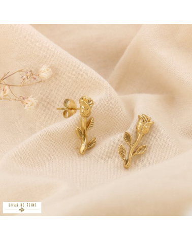Puces d’oreille Rose Acier inoxydable CASTILLE doré