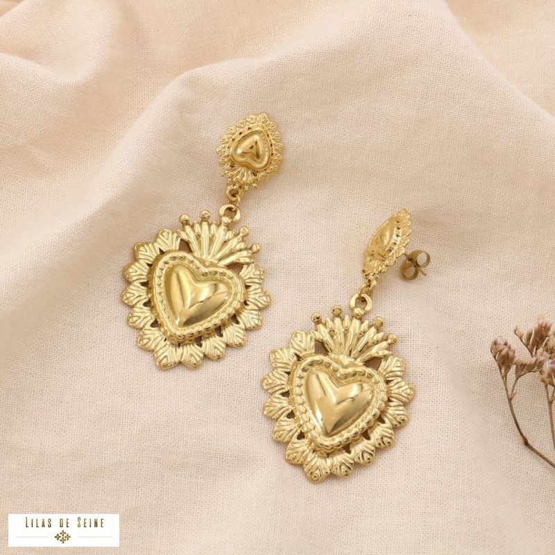 Boucles d’oreille Ex-Voto Acier inoxydable MATHILDA doré
