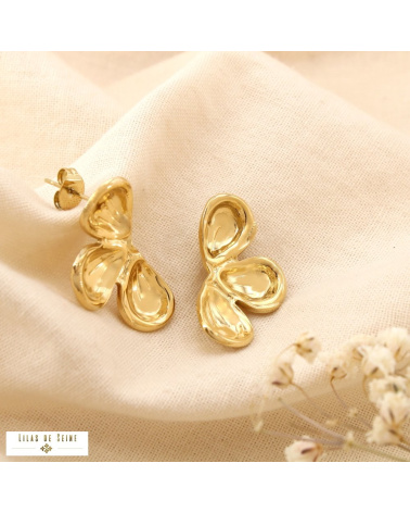 Boucles d’oreille Pétales Acier inoxydable PRISCILLE doré