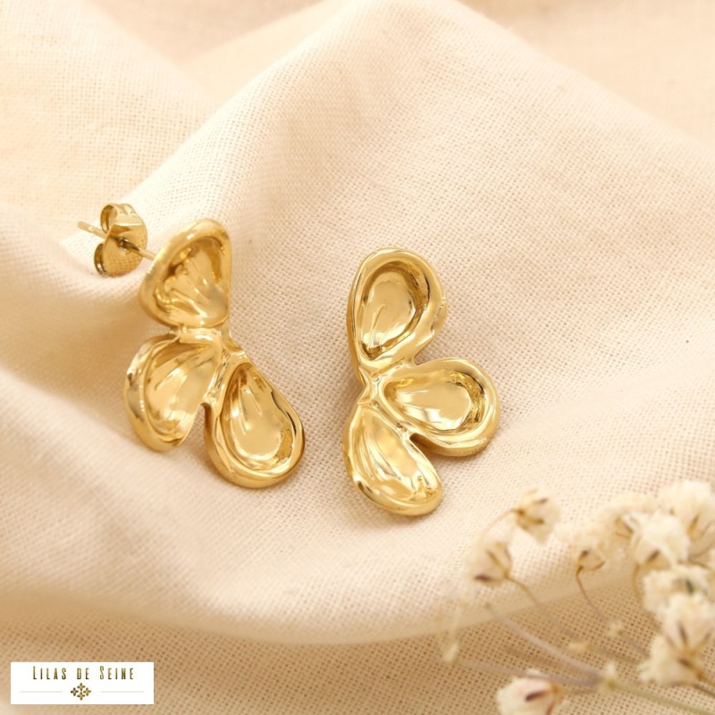 Boucles d’oreille Pétales Acier inoxydable PRISCILLE doré