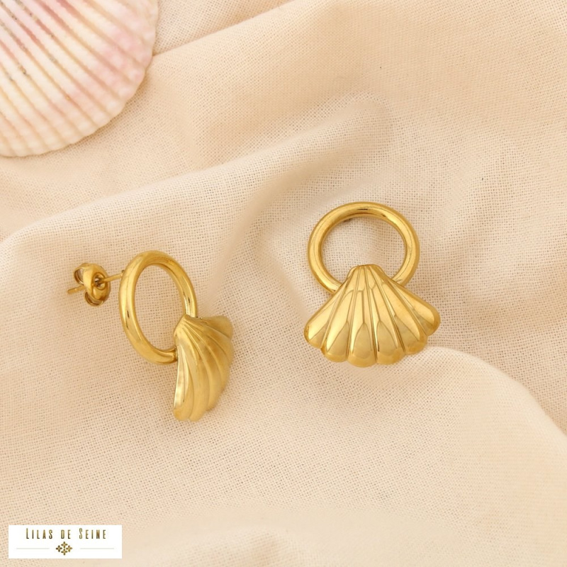 Boucles d’oreille Coquillage Anneau Acier inoxydable DALIA doré