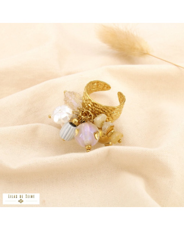 Bague Acier inoxydable Bouquet de Breloques ROXANNE naturel/beige