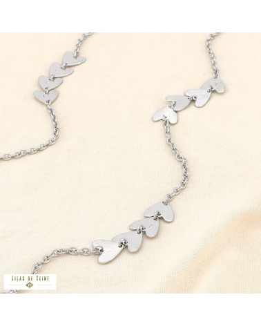 Sautoir LIZA cœur en acier inoxydable – Élégance parisienne & esprit love 💛 argenté