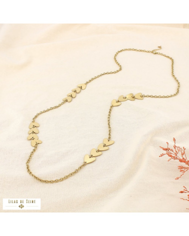 Sautoir LIZA cœur en acier inoxydable – Élégance parisienne & esprit love 💛 doré