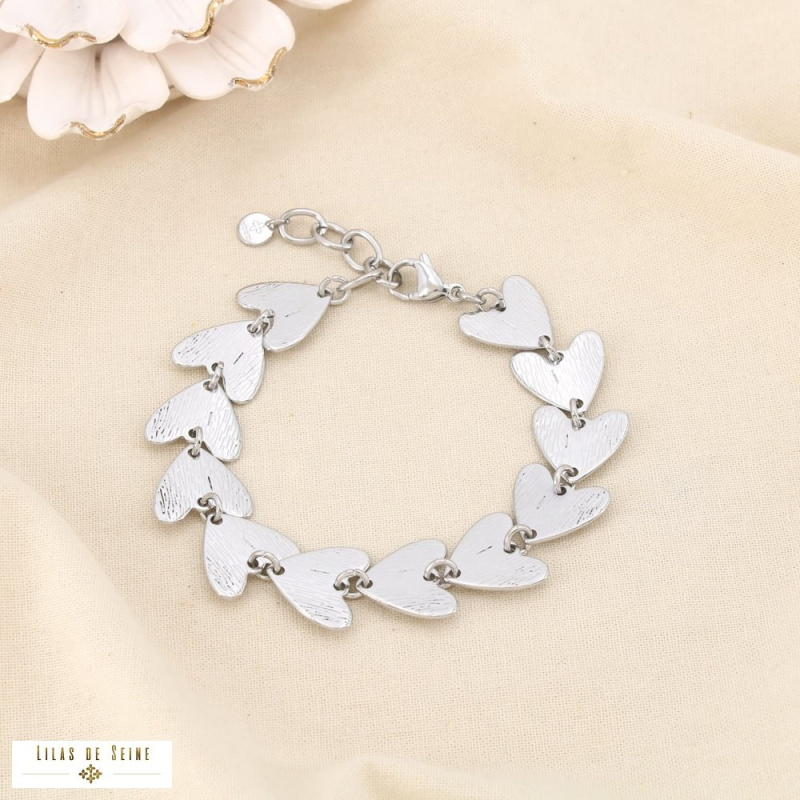 Bracelet LIZA cœur en acier inoxydable – Le bijou love chic à la parisienne 💛 argenté