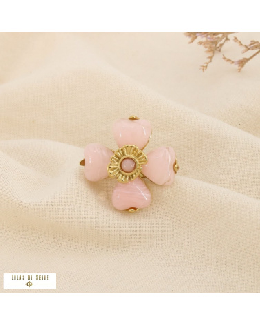 Bague SELENA fleur en acier inoxydable – La touche florale tendance à la parisienne 🌸✨ rose