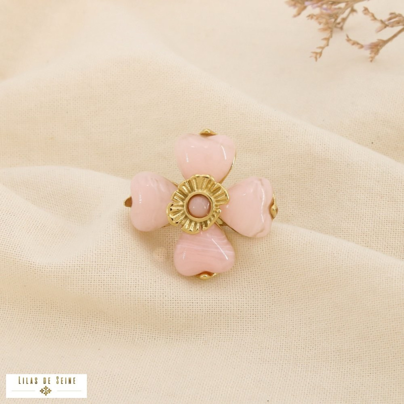 Bague SELENA fleur en acier inoxydable – La touche florale tendance à la parisienne 🌸✨ rose