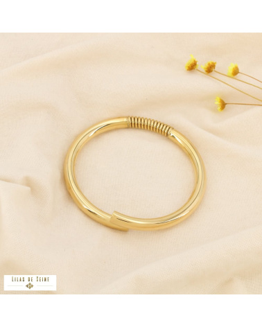 Bracelet jonc design minimaliste & twist industriel acier inoxydable SHARON doré