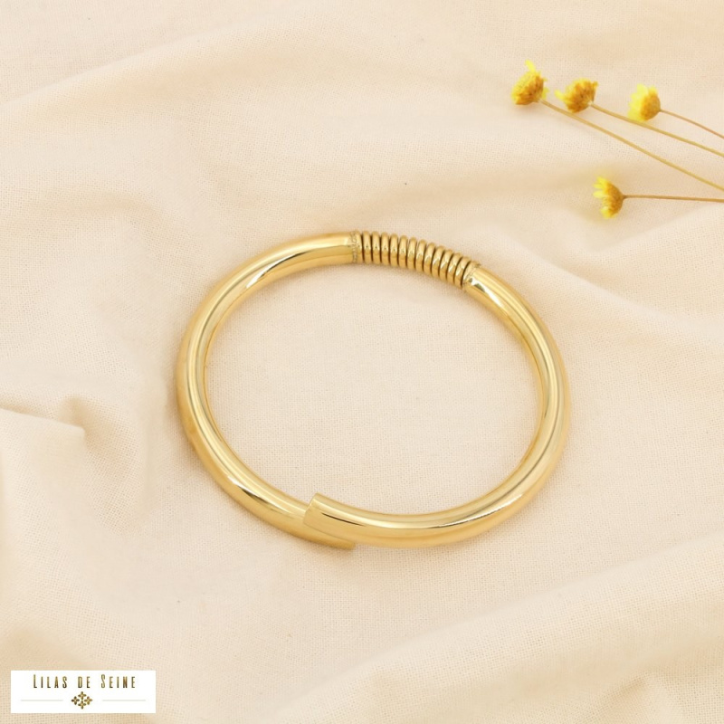 Bracelet jonc design minimaliste & twist industriel acier inoxydable SHARON doré