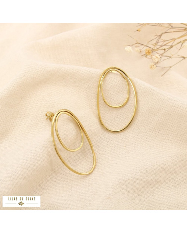 Boucles d’oreilles double ovale acier inoxydable CYNTHIA doré