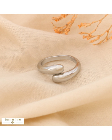Bague ouverte design sculptural acier inoxydable FLORIANE argenté