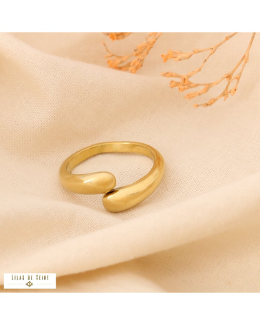 Bague ouverte design sculptural acier inoxydable FLORIANE doré