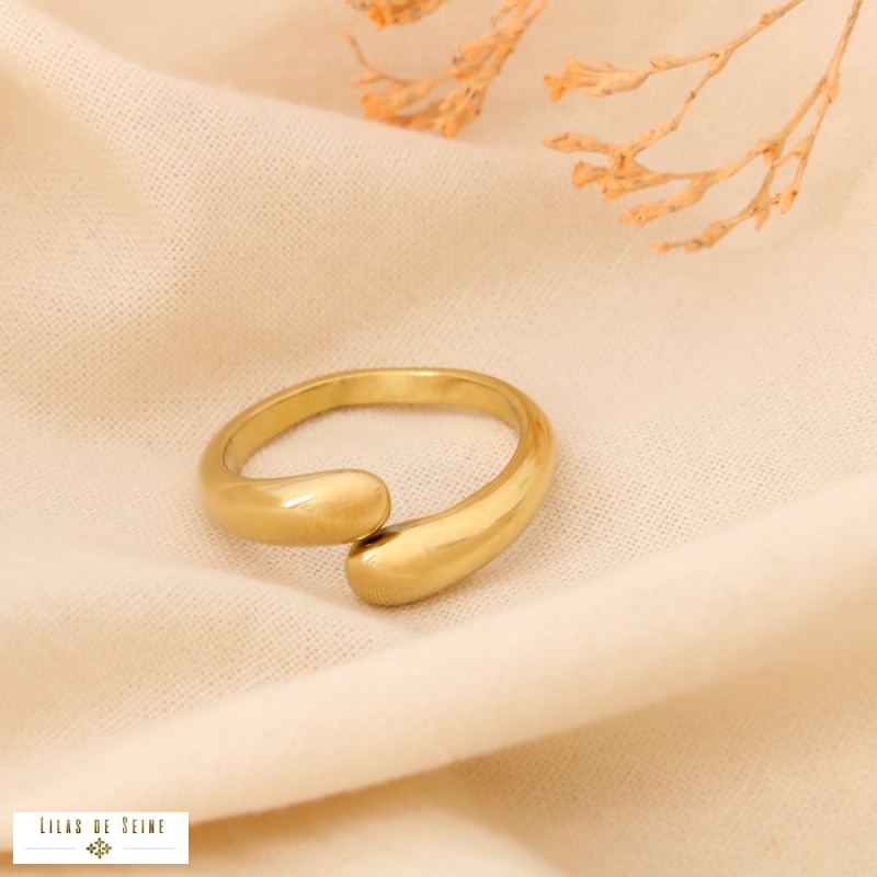 Bague ouverte design sculptural acier inoxydable FLORIANE doré