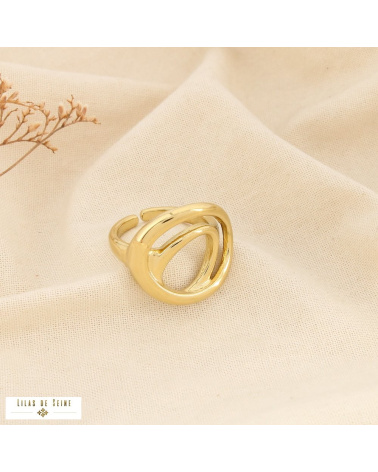 Bague ouverte acier inoxydable design organique sculptural NOLA doré