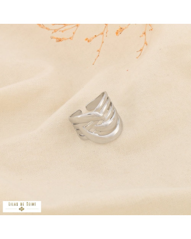 Bague ouverte acier inoxydable design entrelacé chic moderne SABRINE argenté