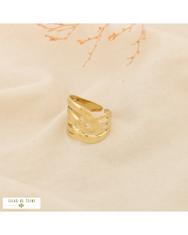 Bague ouverte acier inoxydable design entrelacé chic moderne SABRINE doré