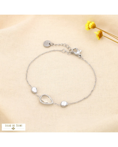 Bracelet acier inoxydable goutte cristal facetté SHANNA argenté