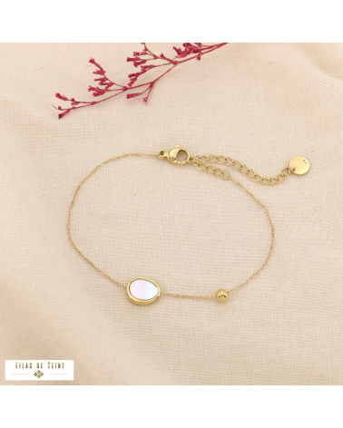 Bracelet acier inoxydable goutte nacre naturelle MARYLOU doré