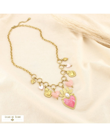Collier CELINA acier inoxydable doré – Esprit bohème sacré & charme méditerranéen ✨ rose
